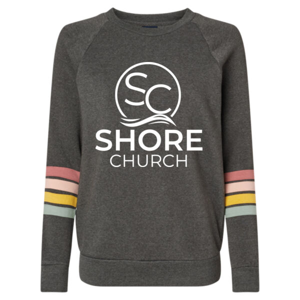 Shore Church - Women's Striped Sleeves Crewneck Sweatshirt Thumbnail